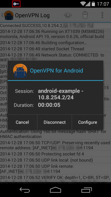 OpenVPN for Android after a successful connection